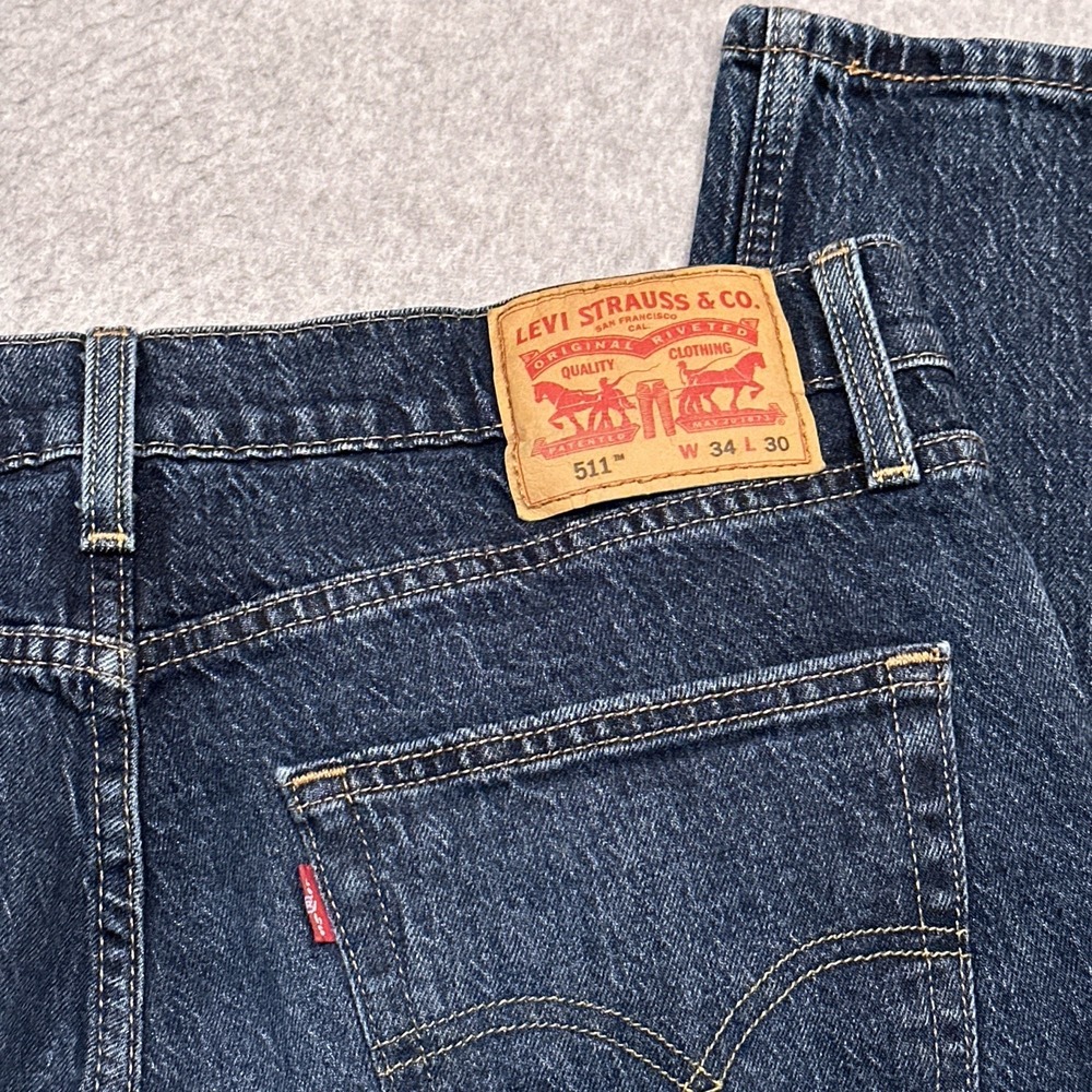 Levi's 511 Jeans Men's 33x30* Slim Fit Straight Leg Dark Wash Denim Stretch EUC - Picture 10 of 11